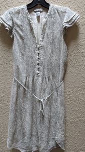 H&M Polka Dot Boho Tie Waist Button Dress